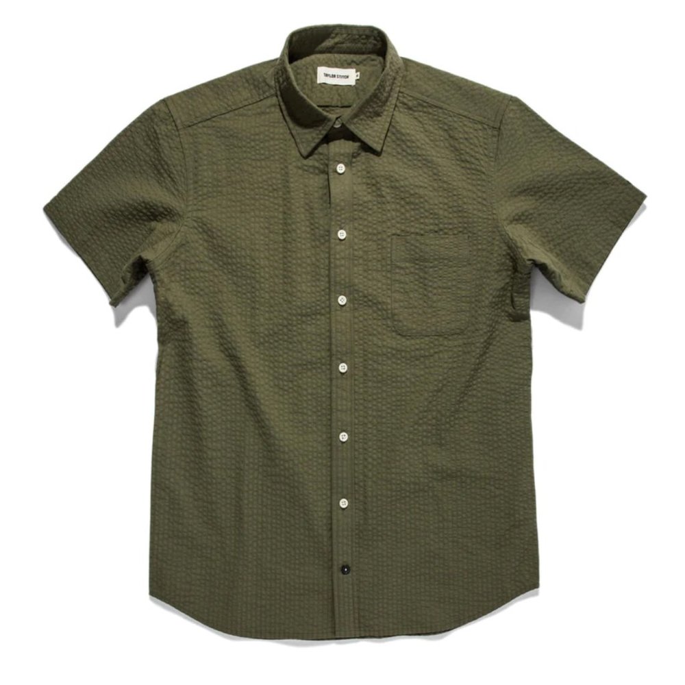 Taylor Stitch - The Short Sleeve California in Army Seersucker - size 40